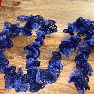 Handmade Blue knit crochet scarf